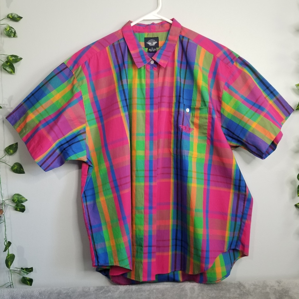 Dockers Rainbow 90's Inspired Retro Embroidered Striped 1X Collared Box …